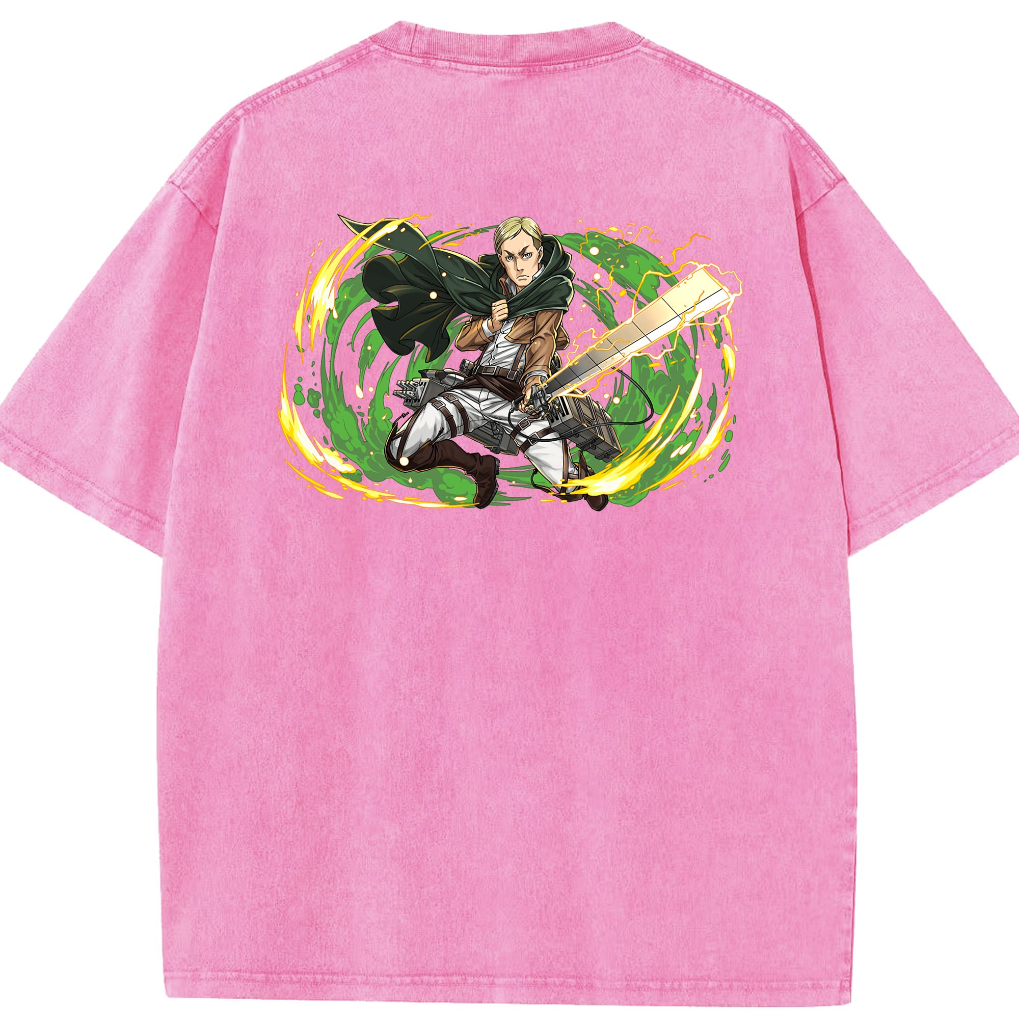 （画像用） 進撃の巨人 エルヴィン・スミス Attack on Titan Erwin Smith 綿100% ヴィンテージ風 半袖Tシャツ（背面プリント）